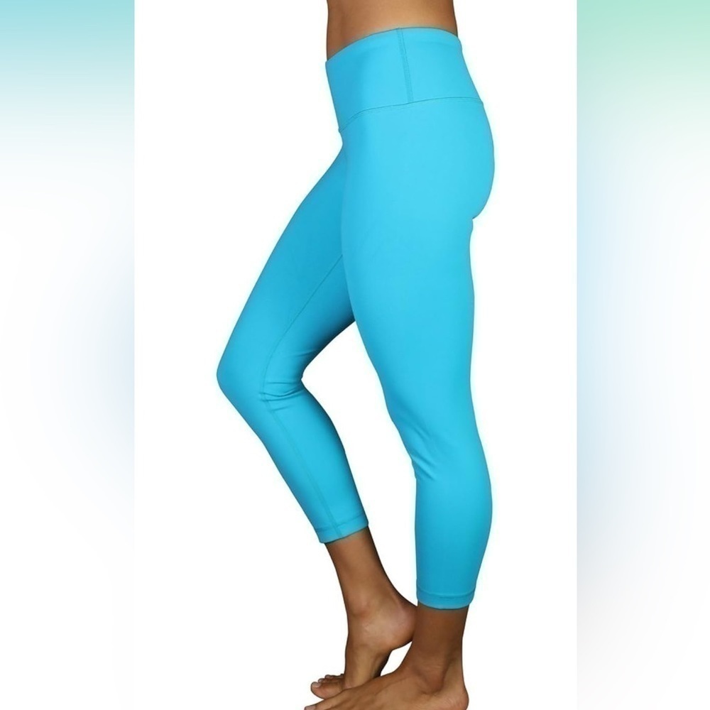 90 Degree By Reflex Yoga Capris with Hidden Pocket-Peacock Blue size S - Picture 2 of 4
